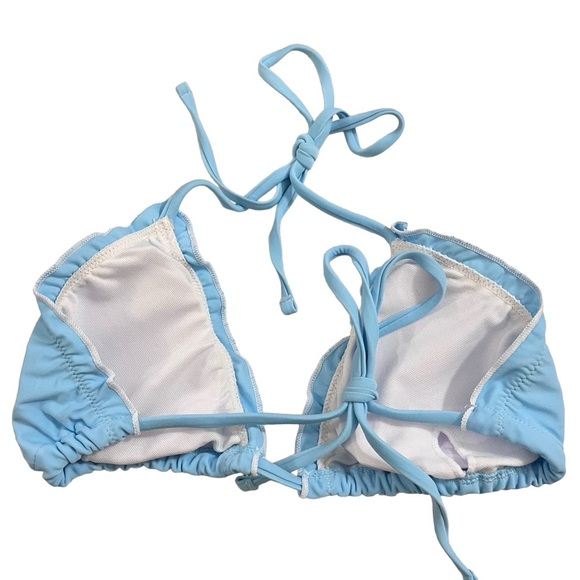 Baby Blue Ditsy Triangle High Waisted Ruffle Trim Bikini Size Medium - Picture 9 of 9